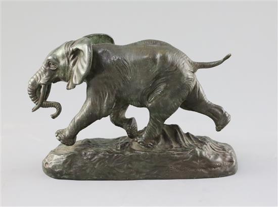 Antoine-Louis Barye (1795-1875). A bronze model, Éléphant du Senegal, L.7.5in. H.5in.
